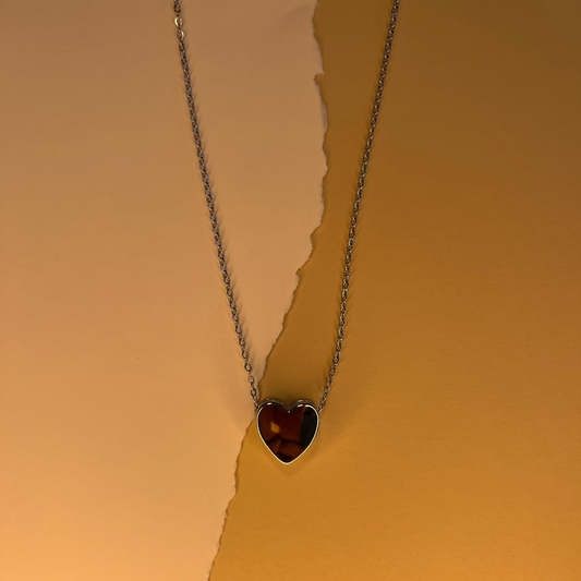 COLLAR CORAZON HUECO PLATA